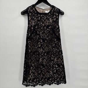 LOFT Black & Beige Floral Sheath Dress | High Neck Detail‎ Women's Size 4